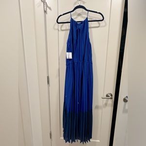 Taylor Two-Tone Blue Pleated Dress